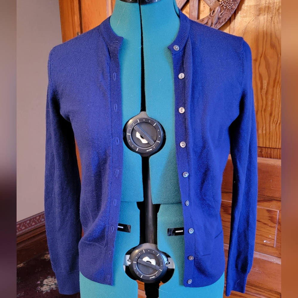 Brooks Brothers Merino Wool Navy Blue Cardigan XS